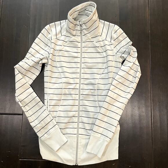 Lululemon In Stride Jacket Gray Stripe Full Zip Define Womens Size 6 - Picture 1 of 3